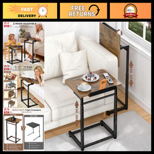 Adjustable Height TV Tray Table - Foldable Couch Side Table with Tilt & Slots picture