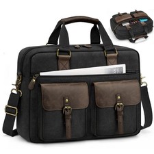 RAINSMORE Laptop Bag for Men,15.6 Inch Canvas 15.6 Inch, Black picture