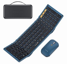 ProtoArc Foldable Keyboard and Mouse, XKM01 True Full-Size Folding Wireless Blue picture