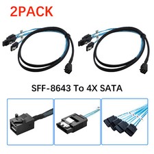 2PCS Internal HDD Mini SAS Cable SFF-8643 To 4 SATA Connect to Hard Drive 0.5/1M picture