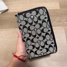 Coach Signature Pattern EReader/tablet case in Black and Gray  picture