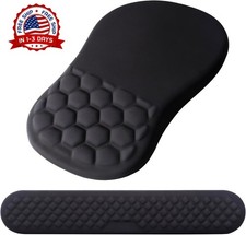 Reposamuñecas para teclado 2 en 1, alfombrilla ergonómica para ratón (Negra) NEW picture