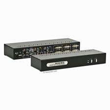 2-Port USB KVM Switch Box Dual Monitor DVI 3.5mm Audio Powered Black 1m picture
