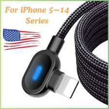 90 Degree USB Cable 3/6FT Charger Charging Cord Lot For iPhone 8 XR 11 12 13 14 picture