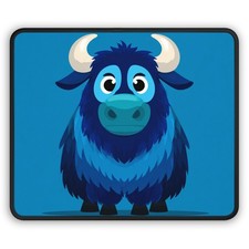 Blue Cartoon Yak Gaming Mouse Pad | Cute Animal Desk Mat picture