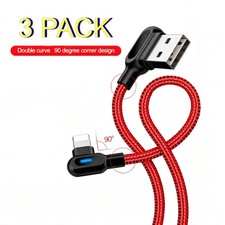 3X 3FT Fast Charging Cord 90 Degree USB Cable For iPhone 6 7 8 XR SE 11 12 13 14 picture