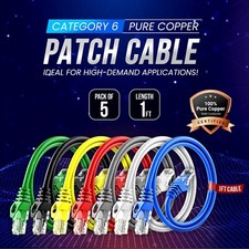 Cat6 Patch Cable 1ft RJ45 Ethernet Pure Copper � 5 Pack picture