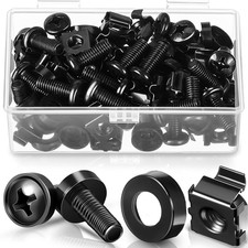 50 Pack M6x16mm Rack Mount Screws & Cage Nuts Stainless Steel with Nylon Washer picture