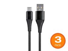 Monoprice USB 2.0 C to A Cable 3ft Black (3 Pack) For Samsung S10 S9 S8 S20 Plus picture
