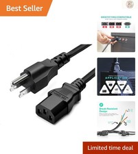 Versatile 20ft 3-Prong AC Power Cord - Ideal for Monitors, Printers & TVs picture