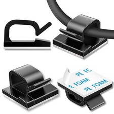 100 Pcs Cable Clips | Self-Adhesive Wire Management | Black picture