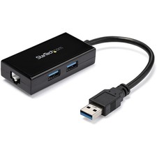 StarTech.com 2 Port USB 3.0 Hub with Ethernet - USB 3.0 x 2 - Gigabit Ethernet N picture