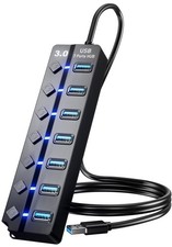 PANPEO 7-Port USB 3.0 Hub On/Off Switches 4ft for Laptop PC picture