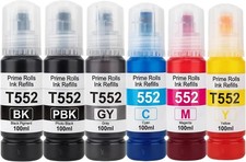 6-Pack 100ML - T552 Compatible Refill Ink Epson Ecotank Bottles High Cap ET-8500 picture