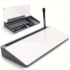 Sleek Compact Glass Desk Whiteboard with Built-in Storage, Modern Tempered Glass picture