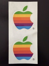 Vintage Apple Macintosh Computer Rainbow Stickers Decals Sheets Of 2 - 2.5”x3.0” picture