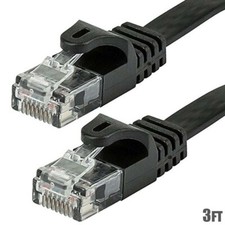 3FT Cat6 RJ45 Network LAN Ethernet FLAT UTP Patch Cable Cord 550MHz 30AWG Black picture