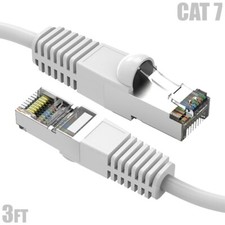 3FT Cat7 RJ45 Network LAN Ethernet SSTP Patch Cable Shielded Copper 600MHz White picture
