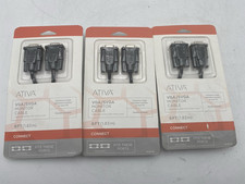 LOT OF 3 Ativa VGA/SVGA Monitor Cable 6 Feet HDB Two HDB15 Male Plugs picture