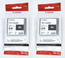 2 GENUINE CANON PFI-102BK BLACK INKS IMAGEPROGRAF IPF500 600 700 102 2022-2025 picture