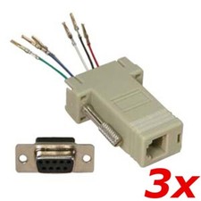 3 Pack - DB9 9-Pin Serial RS232 Female to RJ12/RJ11 Phone 6P6C Modular Adapter picture