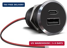 12V USB Outlet All-Aluminum QC 3.0 USB-A & USB-C PD3.0 Dual Fast Car Charger Soc picture