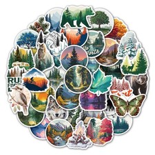 100 Pcs Forest Stickers, Outdoor Adventure Nature Stickers Multicolor picture