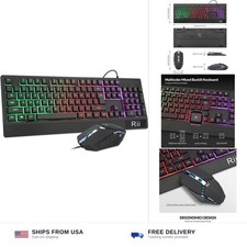 Gaming Keyboard and Mouse Combo, USB Wired, 104 Keys RGB LED Backlit Keyboard picture