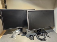 Pair of Dell E2220H 22-in 1080p LCD Computer Monitors VGA DisplayPort & Adapters picture