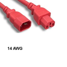 10x Red 10ft Power Cable IEC60320 C14 to C15 14AWG 15A/250V SJT PDU UPS System picture