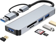 Aluminum 5-in-1 USB Hub with SD and Micro SD Reader - Connect All Devices picture