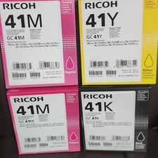 Ricoh GC41M GC41Y GC41K Gel Ink Cartridges Magenta Yellow Black Genuine picture