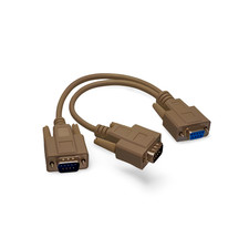 1ft Y Splitter Serial Cable DB9 Female to DB9 Male DB9 Male - Beige picture