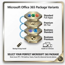 Microsoft 365 Professional 5 PC Mac License - Windows 11 10 Apple + USB Media picture