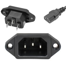 3 Pack Screw Mount 3 Pins Inlet Power Plug Socket IEC320 C14 AC 250V 10A by QTEA picture