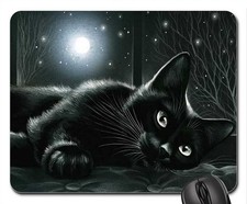 Black Cat Moonlight Mouse Pad Non Slip Desk Mousepad Accessory picture