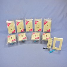 10 Leviton Ivory Decora Quickport CATV Cable & Phone Jack Wallplates 41658-I picture