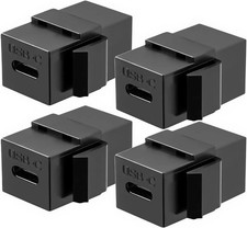USB C Keystone Jack Adapter (Black 4 Pack) USB 3.1 Type-C Module Coupler Adapter picture