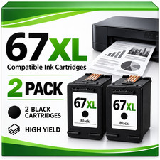 2PK 67XL Ink Cartridge Black For HP ink 67 DeskJet 2700 2755 4155 Envy 6055 6455 picture