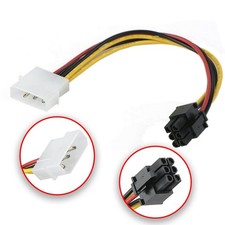 4 Pin Molex to 6 Pin PCI-Express PCIE Video Card Power Converter Adapter Cable picture