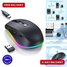 Wireless Mouse Jiggler - Rechargeable LED Mouse for PC & Laptop - Black picture