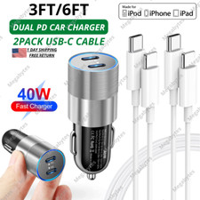 Dual Type C Fast 40W Car Charger Sync PD Adapter Cable For iPhone 13 12 11 SE XR picture