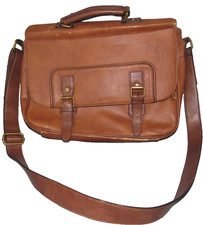 Aldo Messenger Bag Faux Leather, Camel Brown, Original Strapped DISTRESSED X117 picture