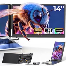 Laptop Screen Extender, 14” FHD 1080P Portable Monitor for Laptop with 100% sRGB picture
