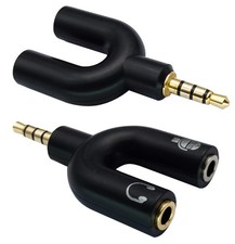 3.5mm Headphone Y Splitter Adapter Gold Plated 4 Pole Male to Black Converter US picture