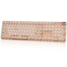 Typewriter-Style Mechanical Gaming Keyboard with Backlit Keys, Beige, New,1Count picture
