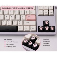 Pink Cat Paw Keycaps Set 4 Arrow Keys Spacebar Keycap Puller MX Style Black picture
