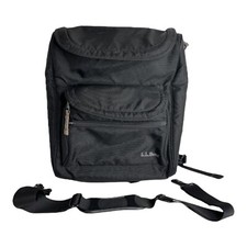 LL Bean Black Backpack Bookbag Outdoor Hiking Travel Laptop Bag W/Shoulder Strap picture