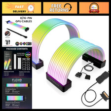 RGB Cable Cover Kit for PC - 24-Pin Motherboard & 8/16-Pin GPU - ARGB PSU Extens picture