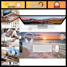 Large Beach Sunset Mouse Pad with Dual Wireless Charging - 31.5
